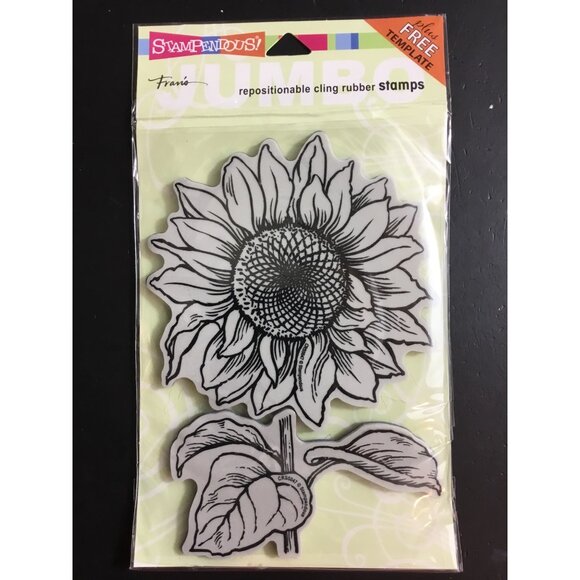 Stampendous Jumbo Sunflower Cling Rubber Stamp and Stencil - Picture 1 of 2